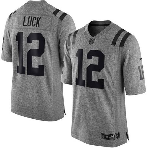 Nike Colts #12 Andrew Luck Gray Men's Stitched NFL Limited Gridiron Gray Jersey - Click Image to Close